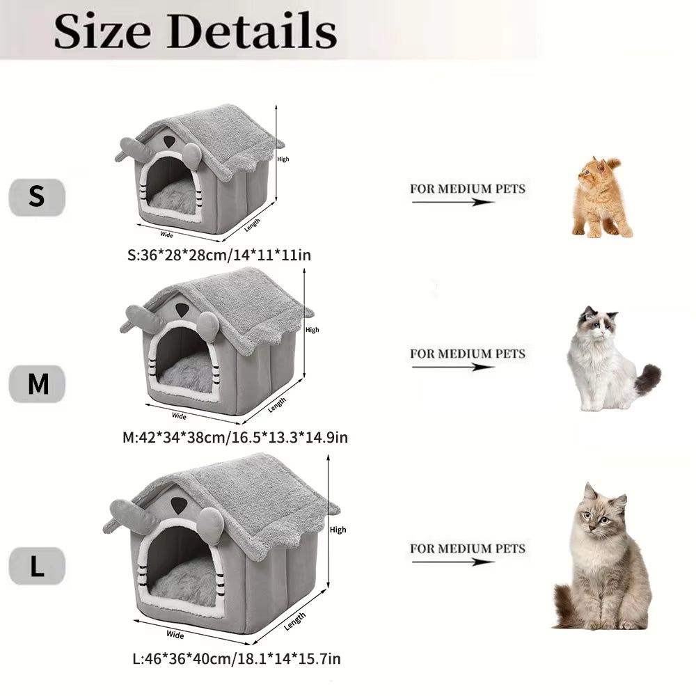 Semi-Enclosed Washable Cat House for Indoor Use