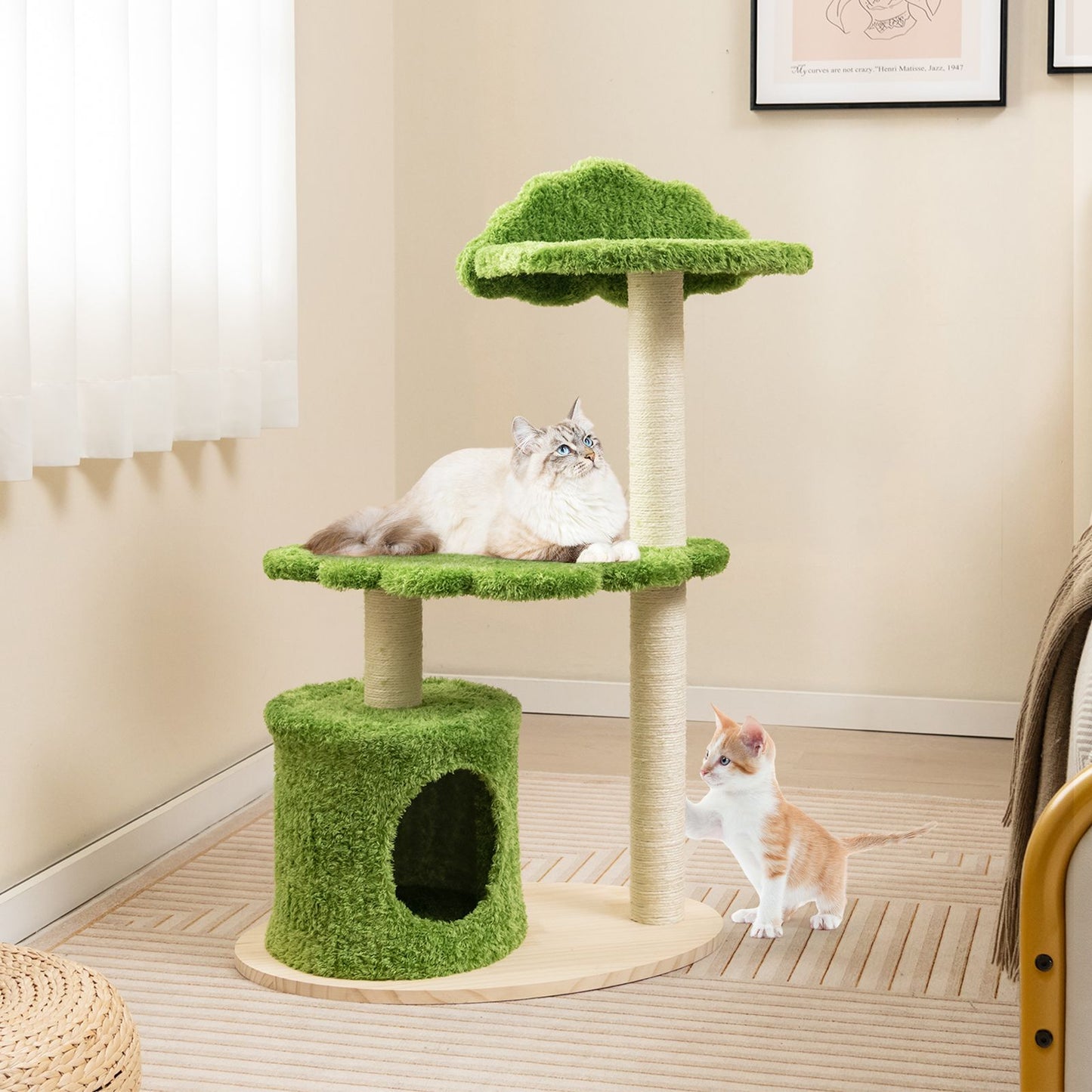 97 cm Cat Tree with Sisal Scratching Posts & Condo