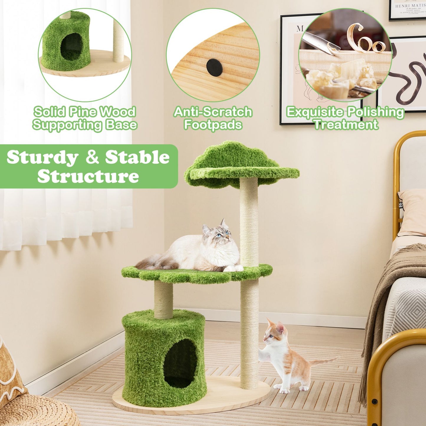 97 cm Cat Tree with Sisal Scratching Posts & Condo