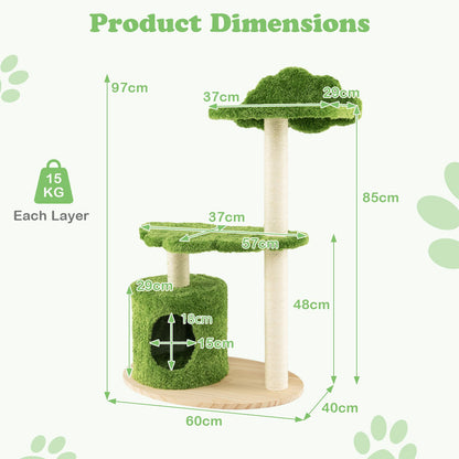97 cm Cat Tree with Sisal Scratching Posts & Condo