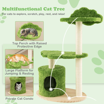 97 cm Cat Tree with Sisal Scratching Posts & Condo