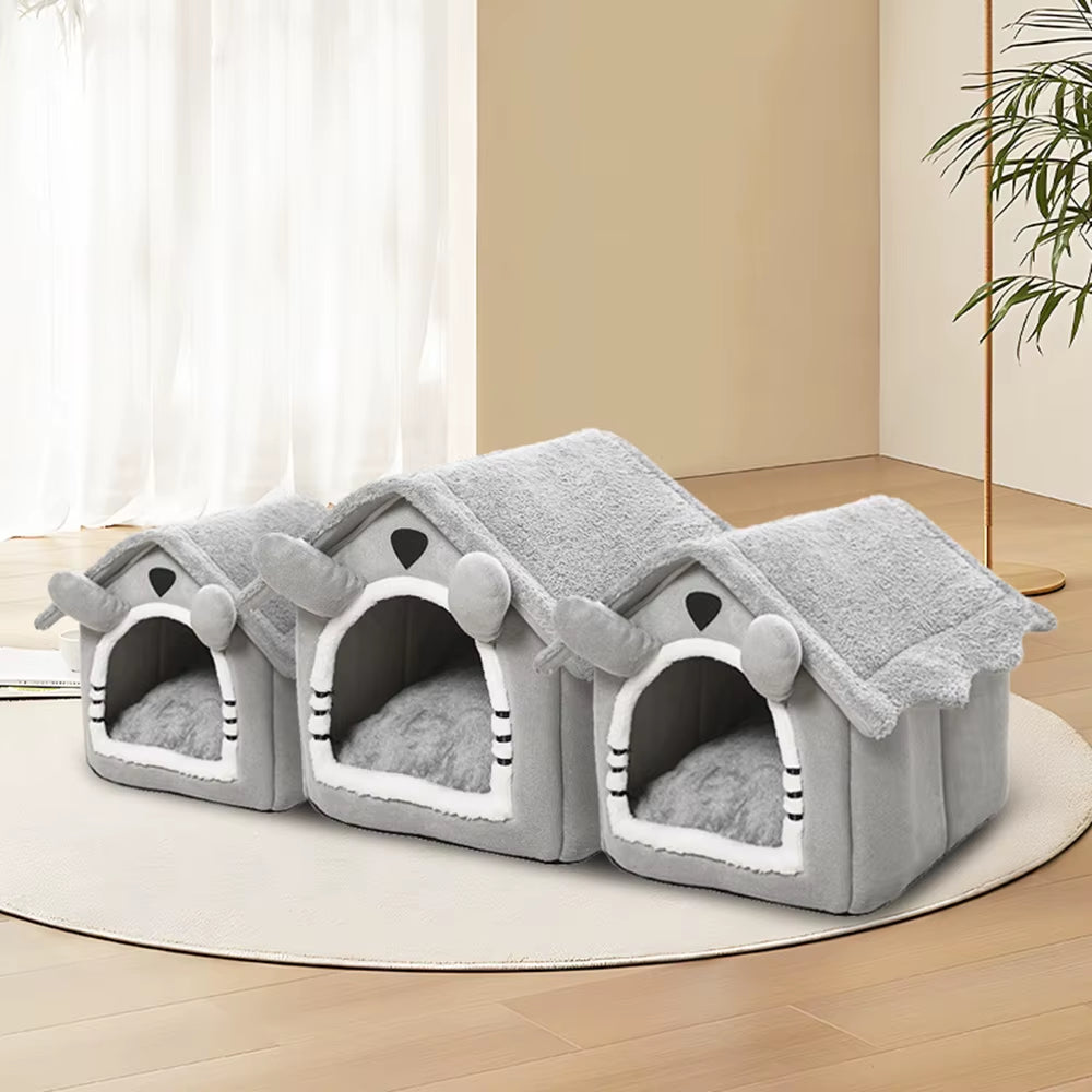 Semi-Enclosed Washable Cat House for Indoor Use
