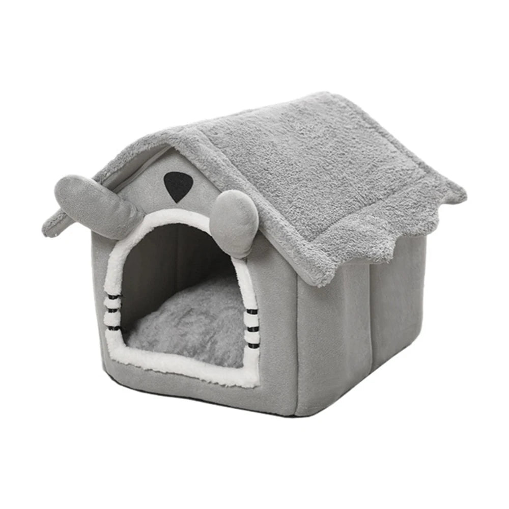 Semi-Enclosed Washable Cat House for Indoor Use