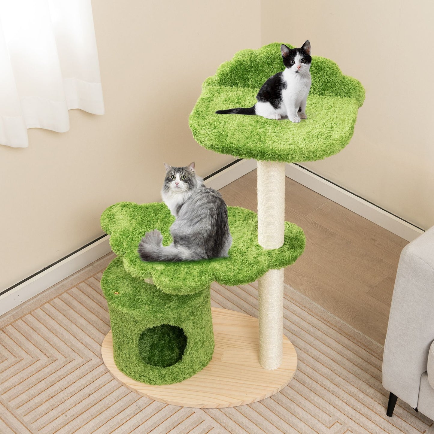 97 cm Cat Tree with Sisal Scratching Posts & Condo